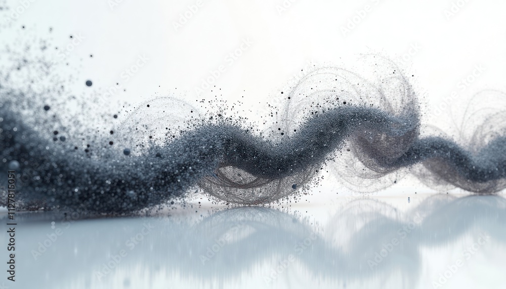 Poster abstract dynamic wave of particles on white background. futuristic digital data visualization. big d