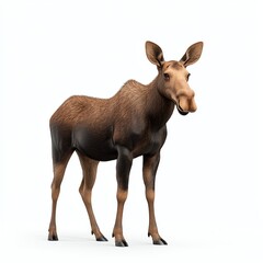 Fototapeta premium A realistic 3D rendering of a moose standing upright, showcasing its distinct features and natural coloration against a plain background.