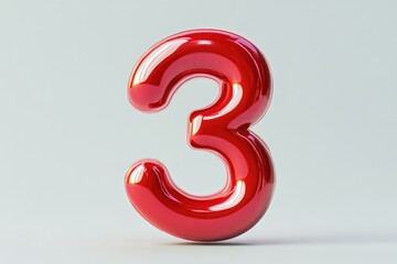a bold red number 3 in 3D