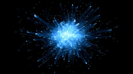 Fototapeta premium Blue light burst illuminating the darkness, perfect for backgrounds, overlays, or creative projects, cutout, png. Radiance. Illustration