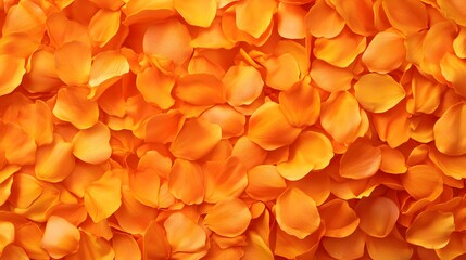 A vibrant arrangement of orange flower petals creating a colorful and decorative backdrop.