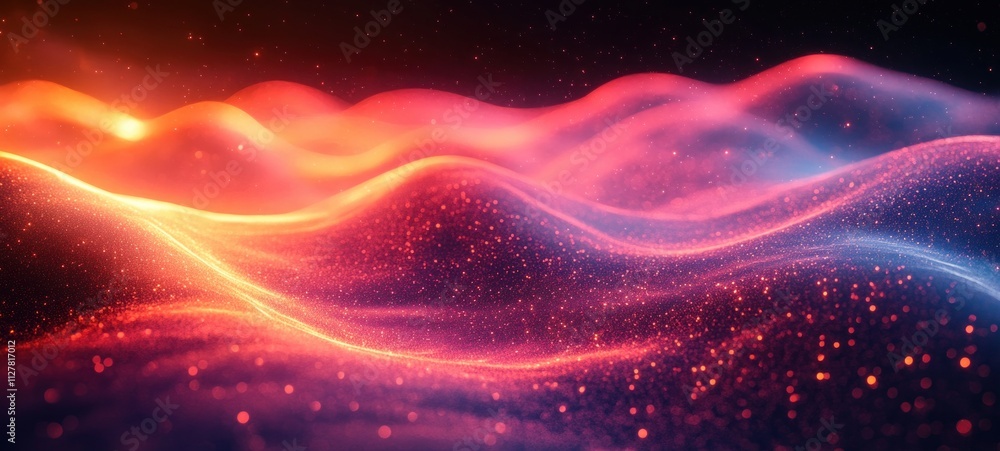 Poster futuristic abstract energy lines with neon glow and dynamic curves