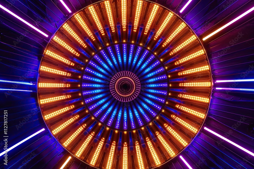 Poster vibrant spectrum futuristic radial light array design