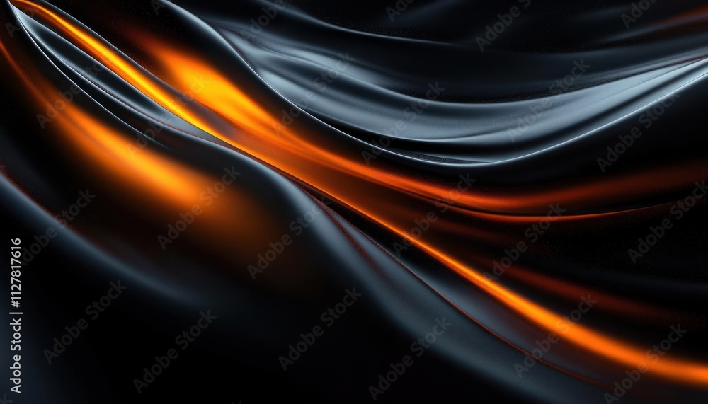 Poster abstract business background design with smooth curves and wavy lines in black and orange