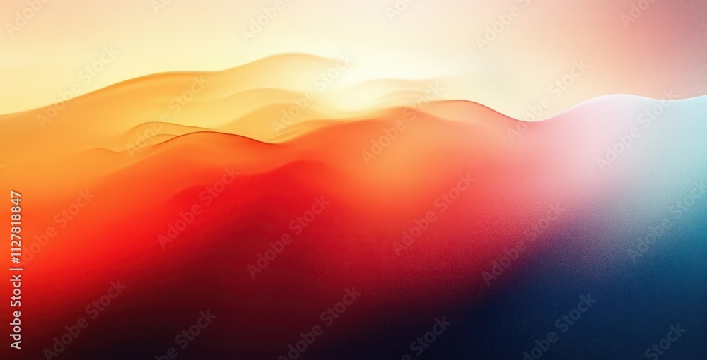 Poster gradient abstract composition with warm red orange and cool blue smooth light effects minimalistic s