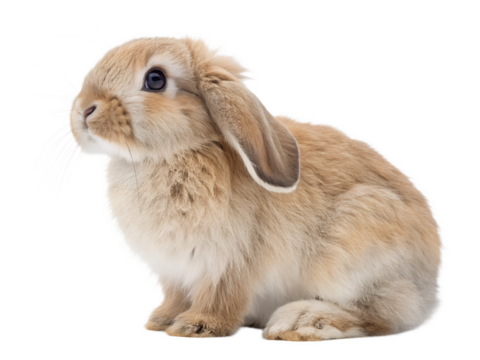 baby rabbit with floppy ears cut out isolated on white background