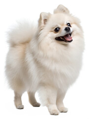 Obraz premium fluffy Pomeranian with a cheerful expression cut out isolated on white background