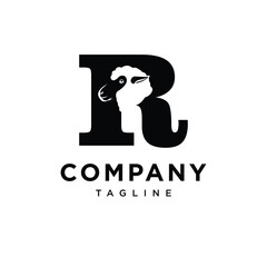  Letter R Sheep Logo Icon Vector 