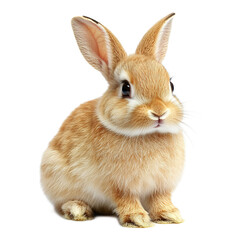 Obraz premium Closeup Portrait of Cute Fluffy Brown Rabbit Sitting on White Background