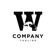Fototapeta premium Letter W Sheep Logo Icon Vector 