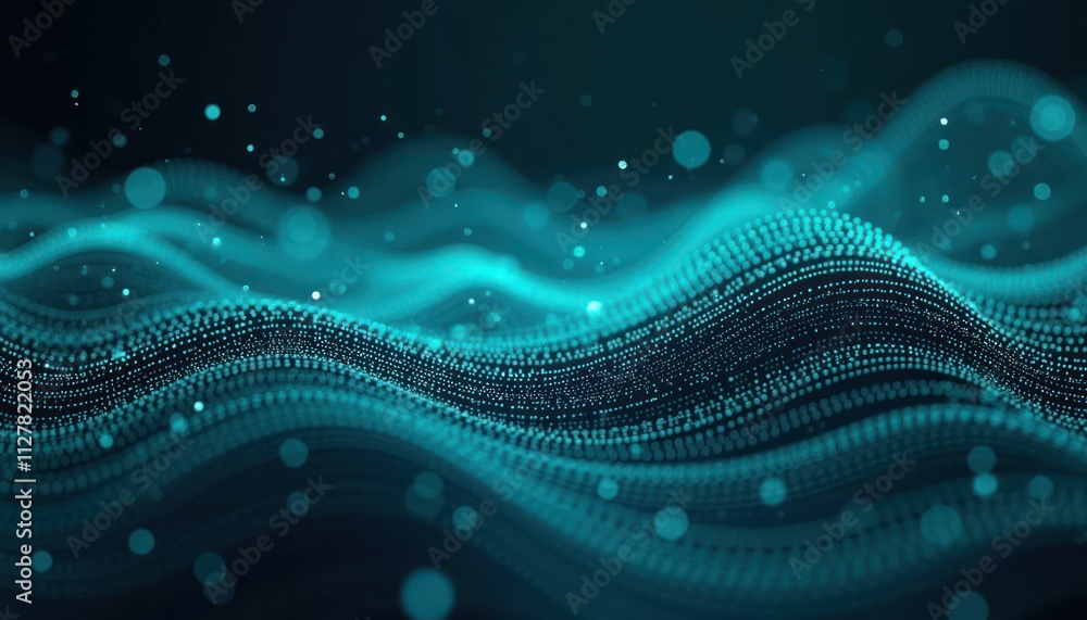Poster teal glowing diagonal lines on dark background. futuristic design element. abstract digital artwork.