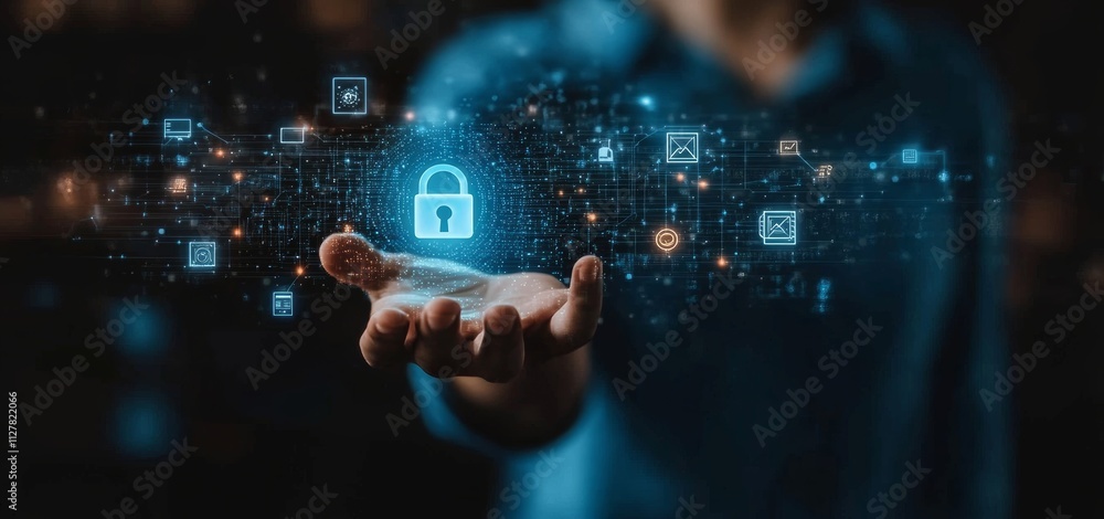 Poster cyber security protection user privacy encryption secure internet access digital identity cyber defe
