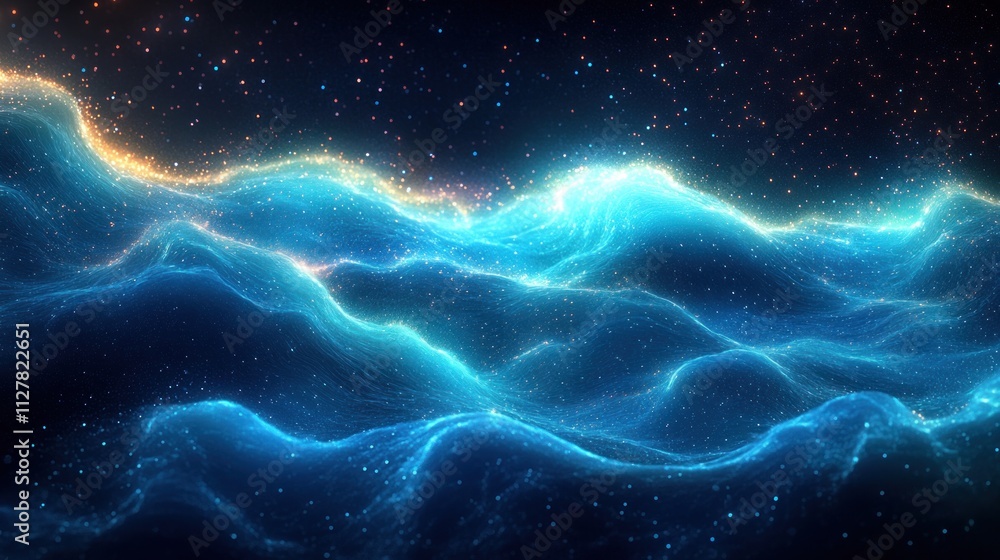 Aufkleber futuristic abstract background portal tunnel with glowing neon wave lines and dynamic light effects