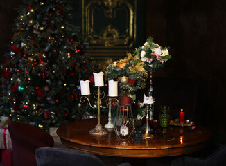 New Year's decor close-up, holiday concept.