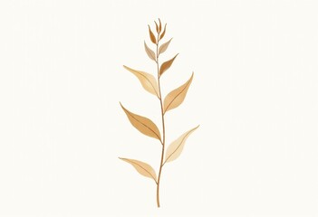 Naklejka premium Tangled Pastel Tan Botanical Art: Minimalist Watercolor Single Line Drawing 