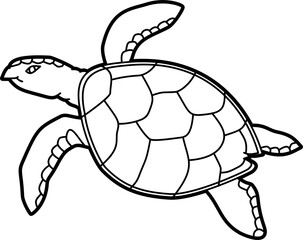 Turtle underwater outline vector