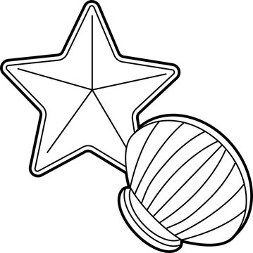 recommend clip art: Star fish and shell outline vector