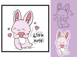 Tote bag design with cute rabbit object vector