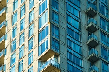 Modern Apartment Building Facade with Balconies