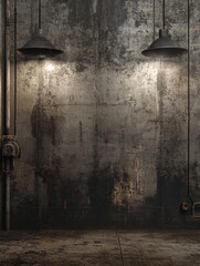 Grunge Industrial Background with Metal Wall and Floor