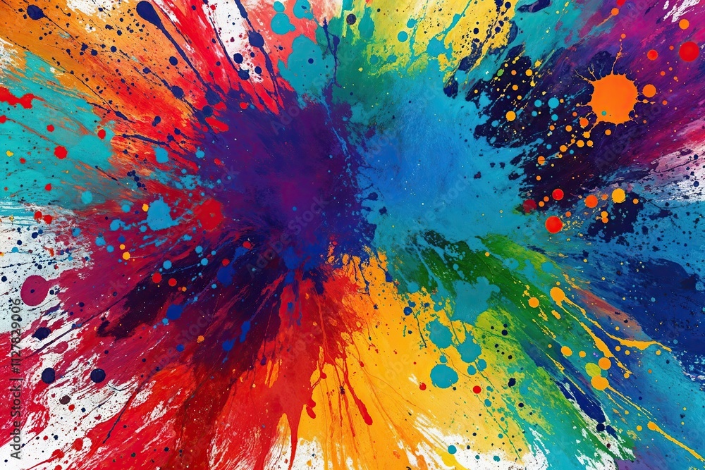 Poster dynamic colorful art background with bold texture and vibrant splashes