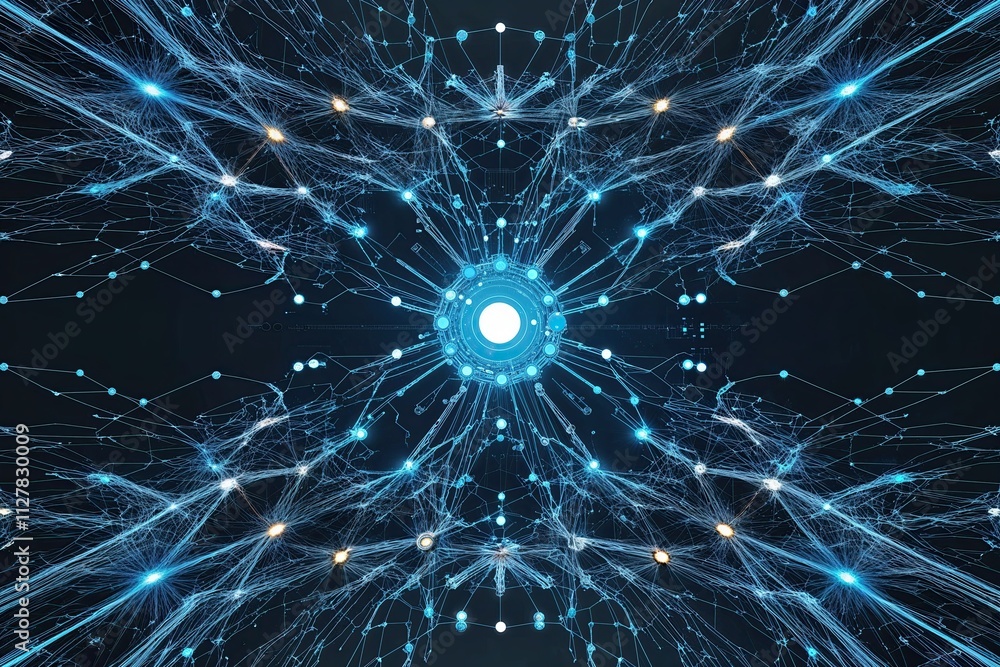 Poster intricate networks of technology and digital interfaces exploring the evolution of connectivity