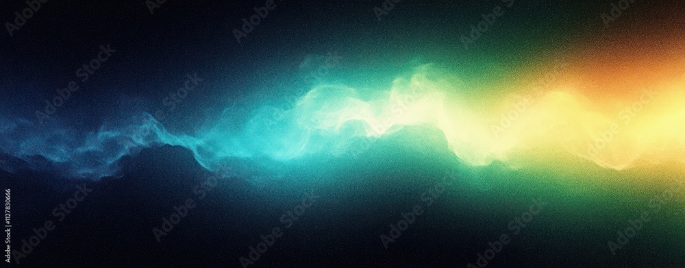 Poster deep blue bright green gradient background texture with glowing noise and soft focus