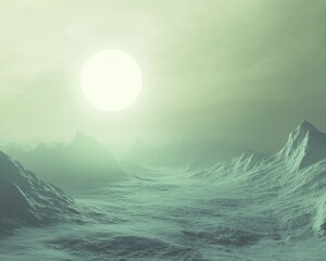 Ethereal Green Alien Landscape