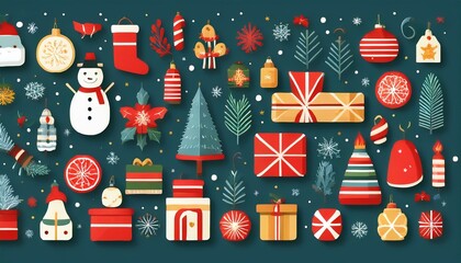 Fototapeta premium set of christmas trees or Christmas flat illustration element set on isolated white background.
