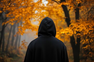 Mysterious Figure in Autumn Forest