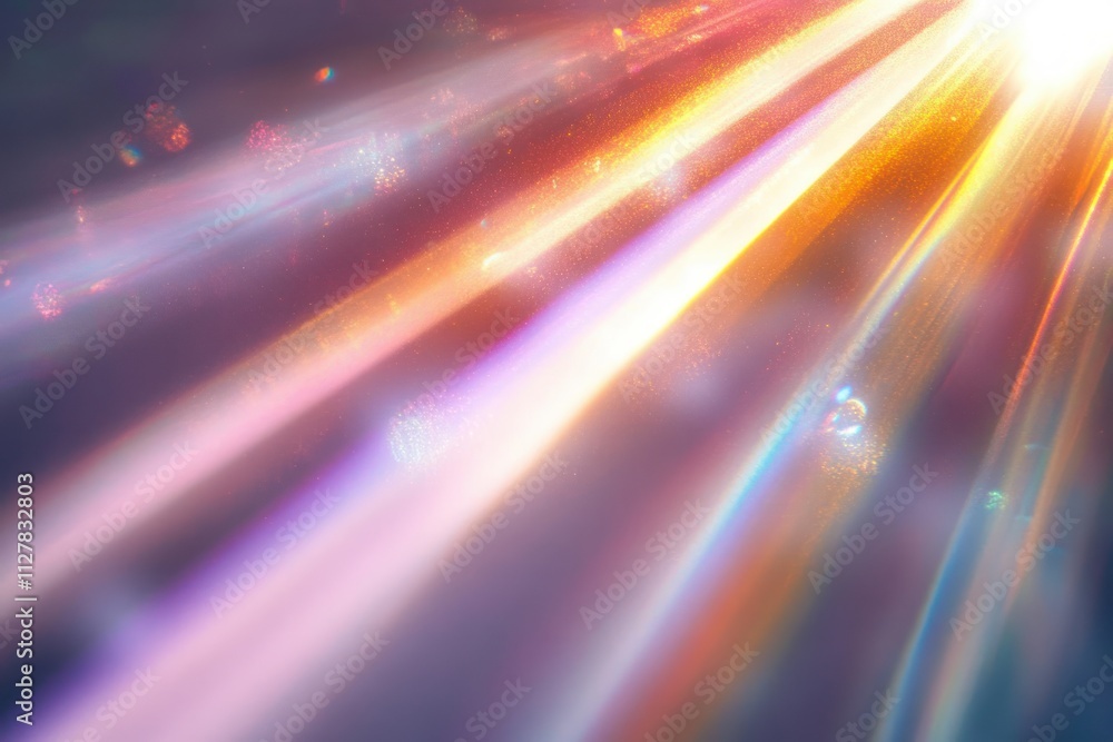 Poster sunlight refraction and reflection flare background with spectrum of colors