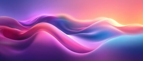Abstract Landscape with Flowing Curves and Gradients in Pink and Turquoise