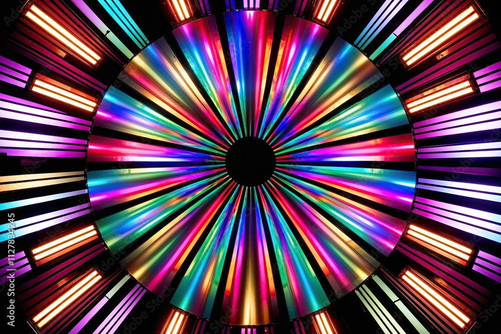 Poster vibrant spectrum futuristic radial light array design