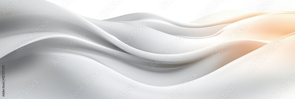 Poster abstract white waves minimalist design soft shadows smooth curves high-key light background
