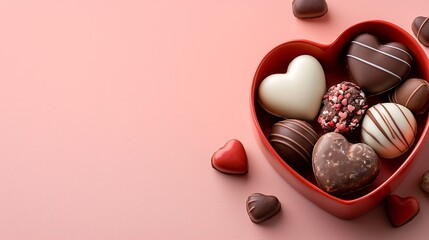 Valentines day romantic concept soft focus photography of delicious heart-shaped chocolates