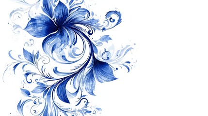 Elegant blue floral design with ornate patterns for decoration and artistic uses.