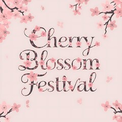 Cherry Blossom Festival Announcement Featuring Floral Design
