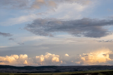 Hayden Valley and Burned Forest Below Evening Clouds