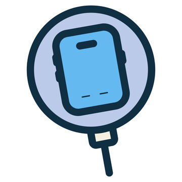blue phone magnifying glass icon clip art preview