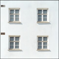 Obraz premium Four White Windows on a White Wall