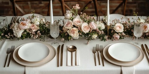 fine dining table setting elegant modern minimalism romantic wedding menu invitation card mockup decoration luxury restaurant event