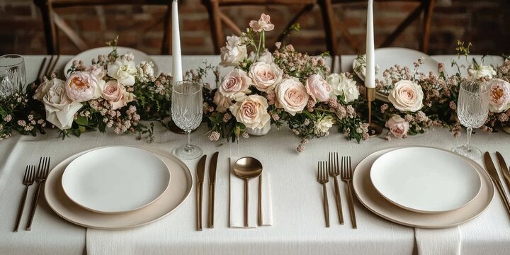 fine dining table setting elegant modern minimalism romantic wedding menu invitation card mockup decoration luxury restaurant event