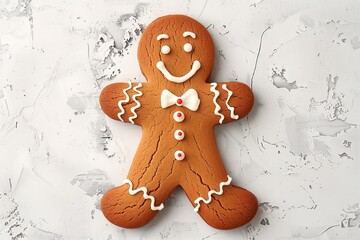 Cheerful Flatlay Gingerbread Man Cookie for Festive Holiday Treats