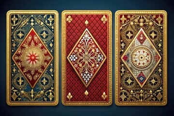 A full deck of uniquely designed diamond playing cards, illustrated in stunning high resolution.