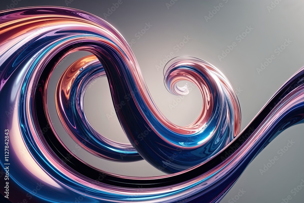Poster vibrant dynamic fluid form with captivating curves and waves