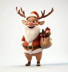 Cute reindeer for Christmas holiday greeting card design.