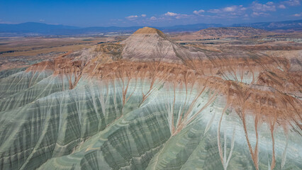 Aerial view of colorful mountains of Nallihan near Ankara, Turkey