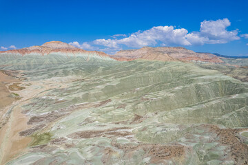 Aerial view of colorful mountains of Nallihan near Ankara, Turkey