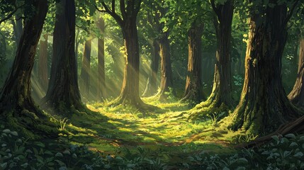 Obraz premium Stunning travel landscape of rice fields in a mystical forest nature's vibrant beauty serenity and adventure