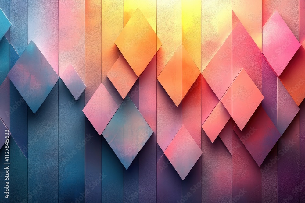 Poster holographic triangular prism pattern with soft pastel colors